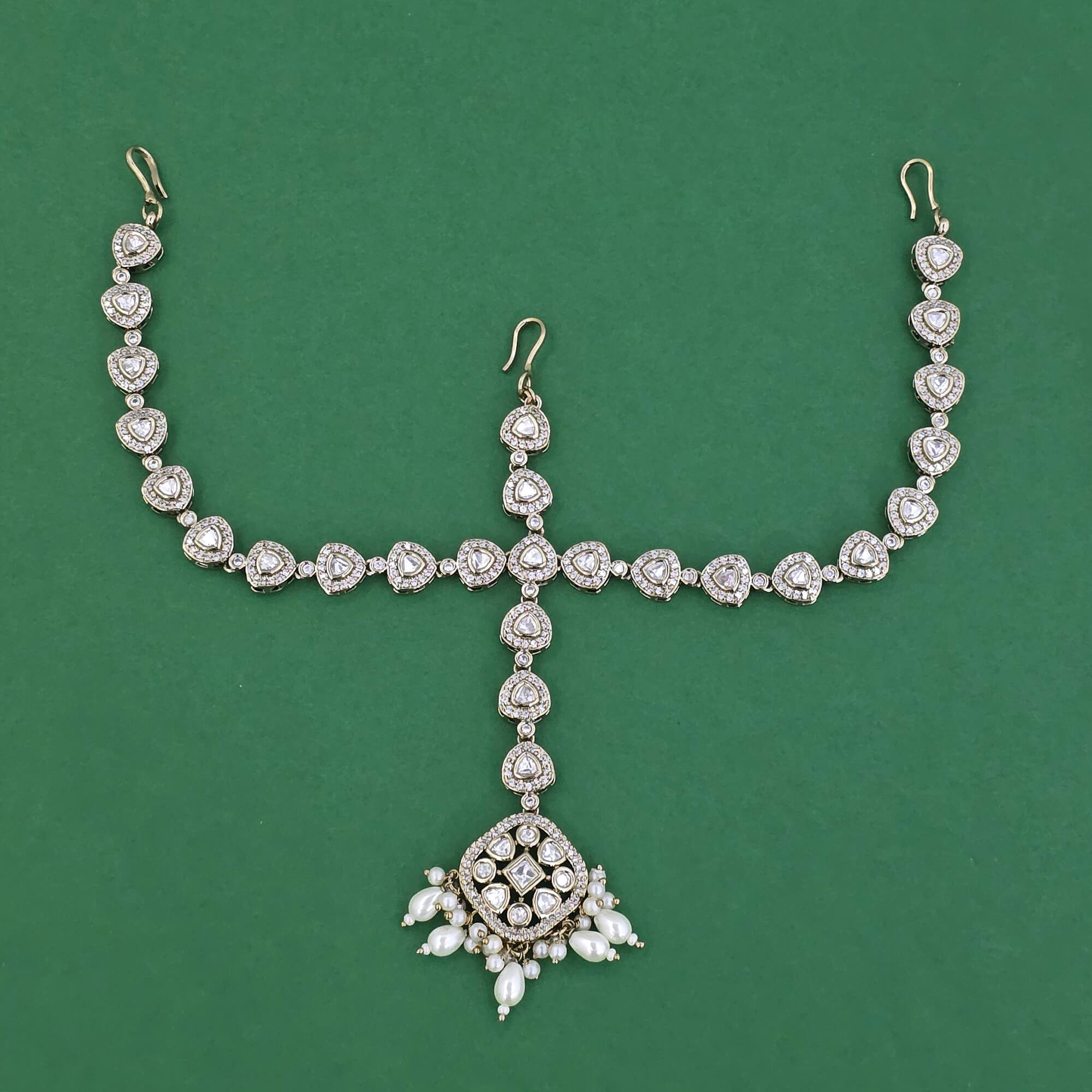 Kundan Moti Damini With Mehndi Plating