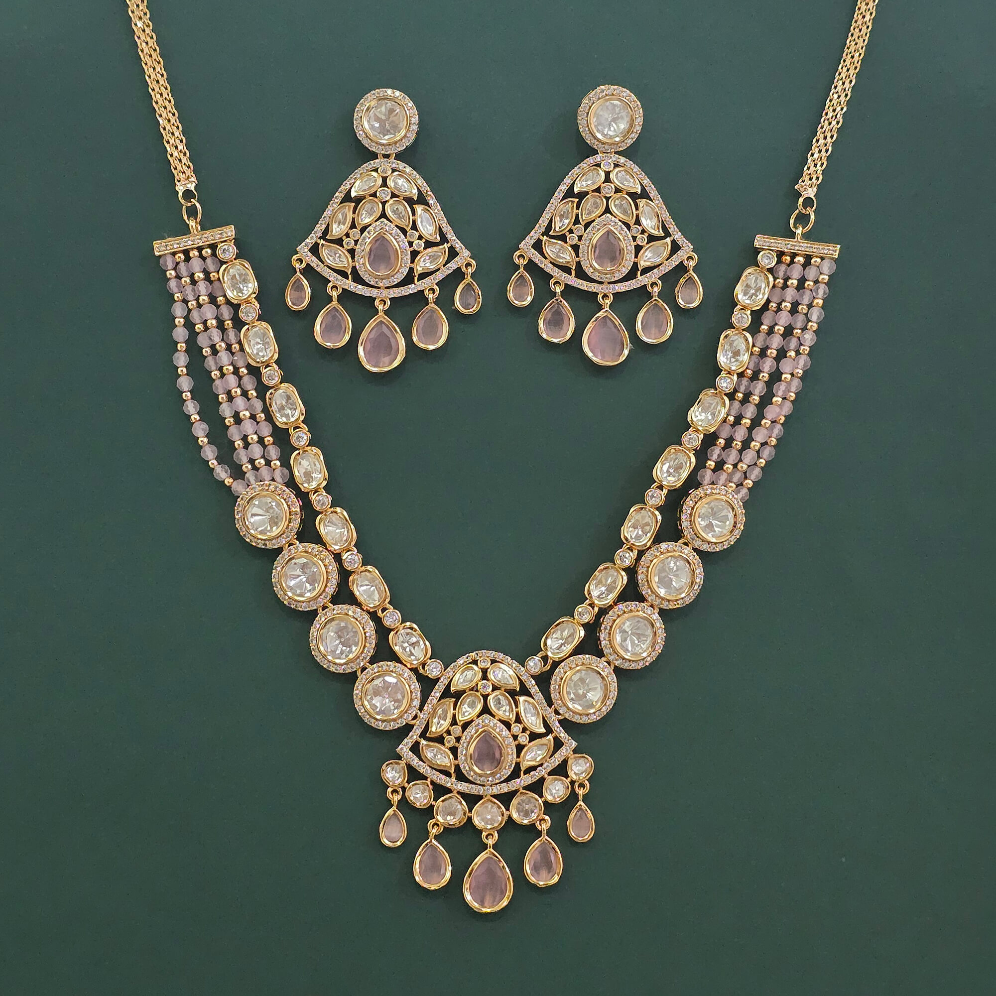 Kundan Adjustable Bracelet With Rhodium Plating