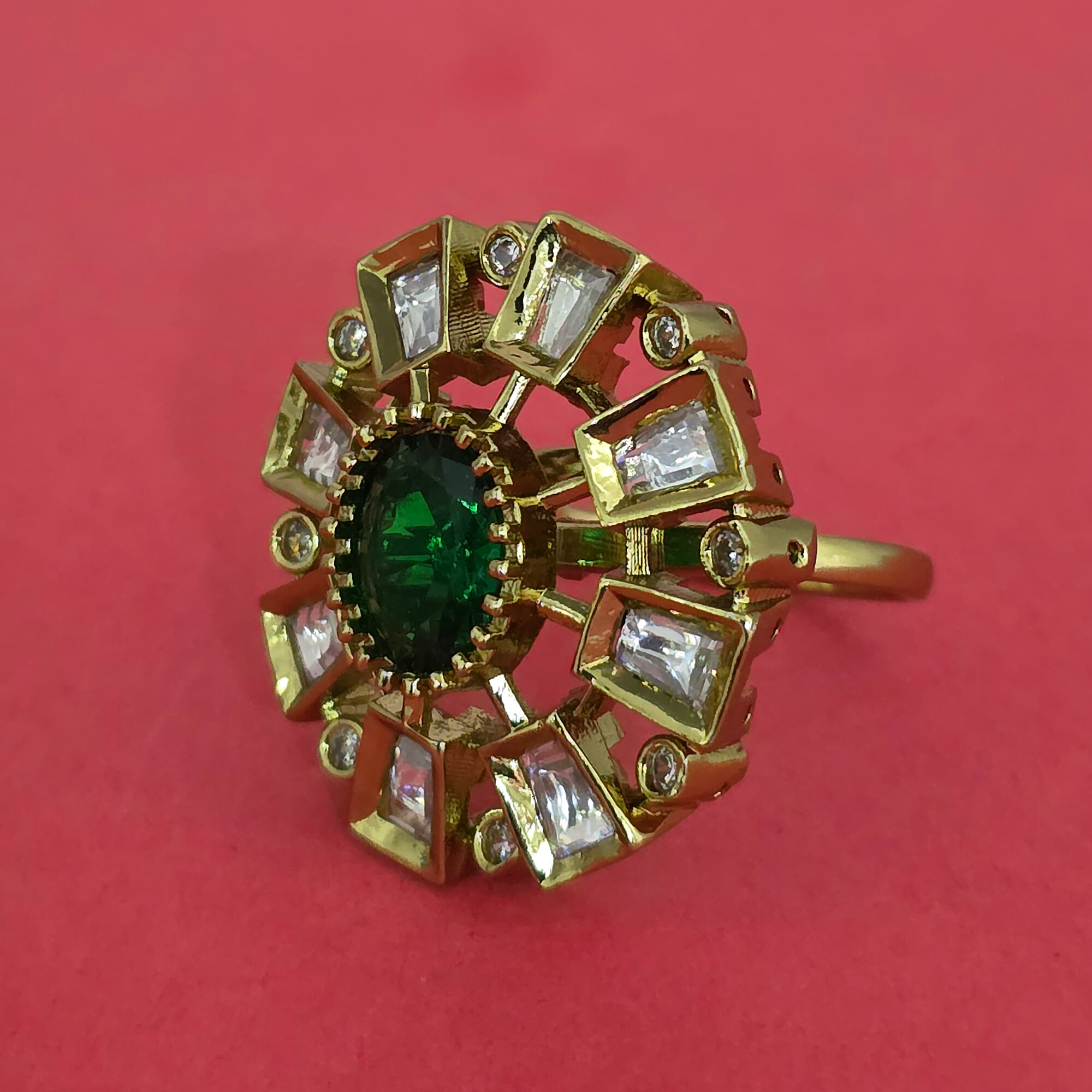 Kundan Adjustable Ring With Mehndi Plating