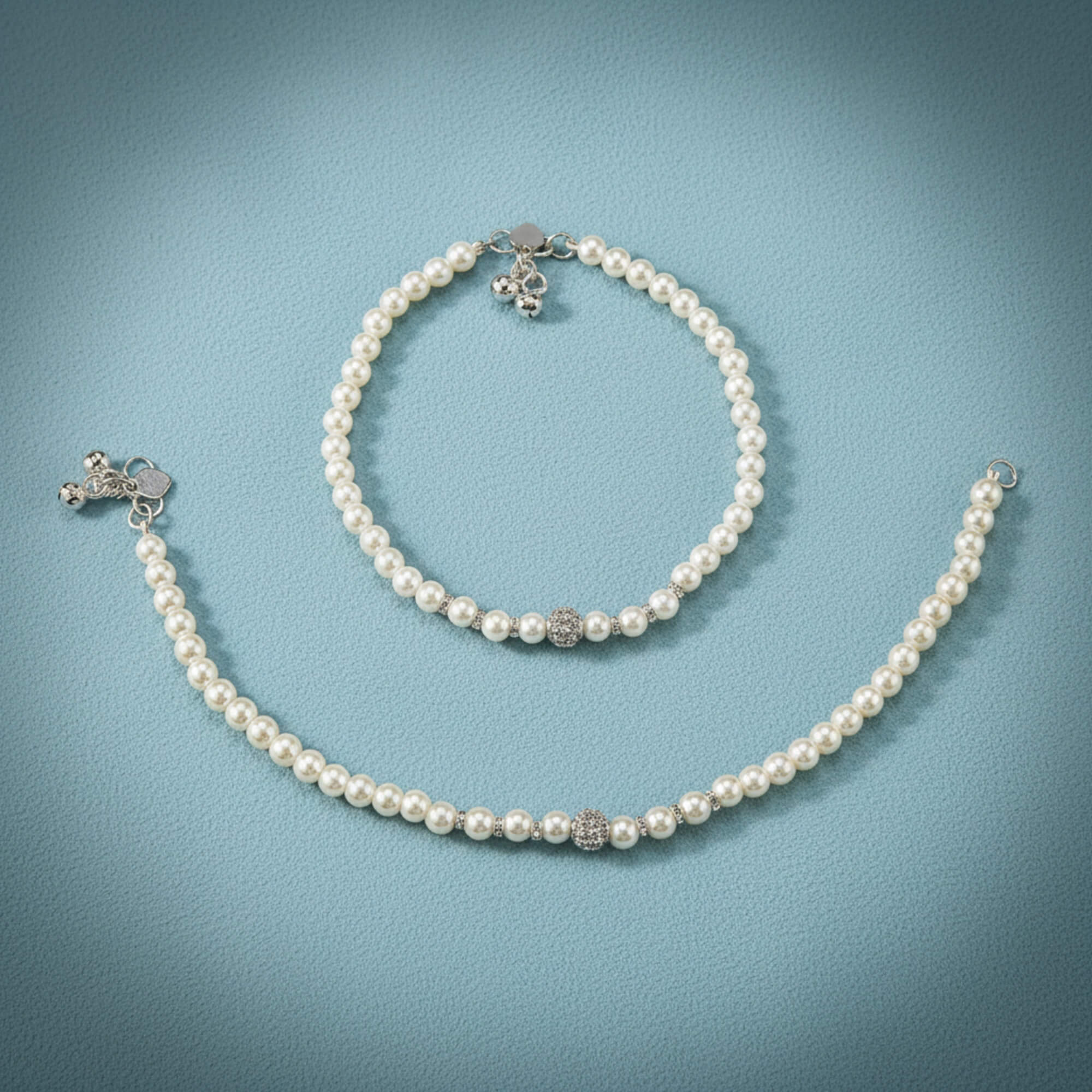 Cz Pearl Payal With Gold Rhodium Plating