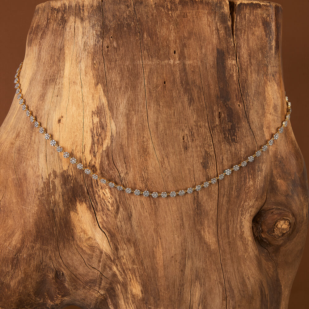 Cz Delicate Belt With 2 Tone Rhodium Plating