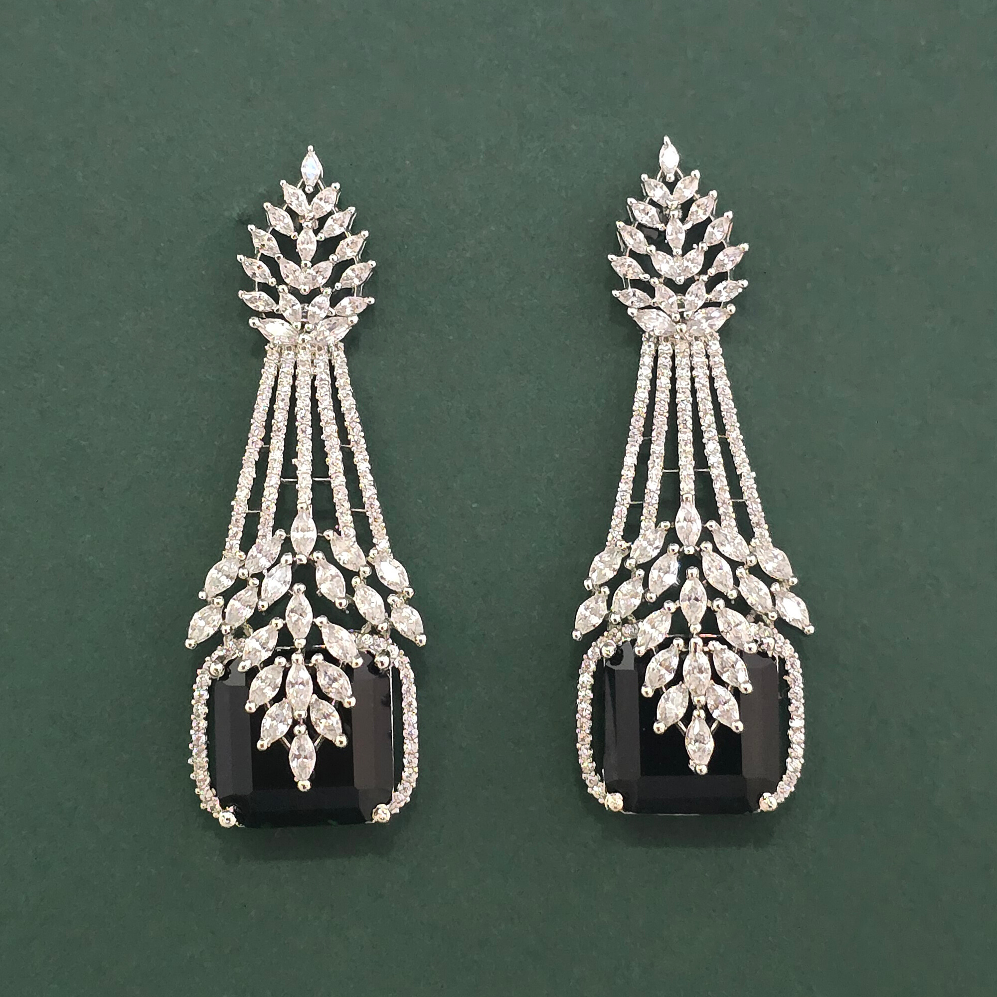 Cz Classic Earring With Rhodium Plating