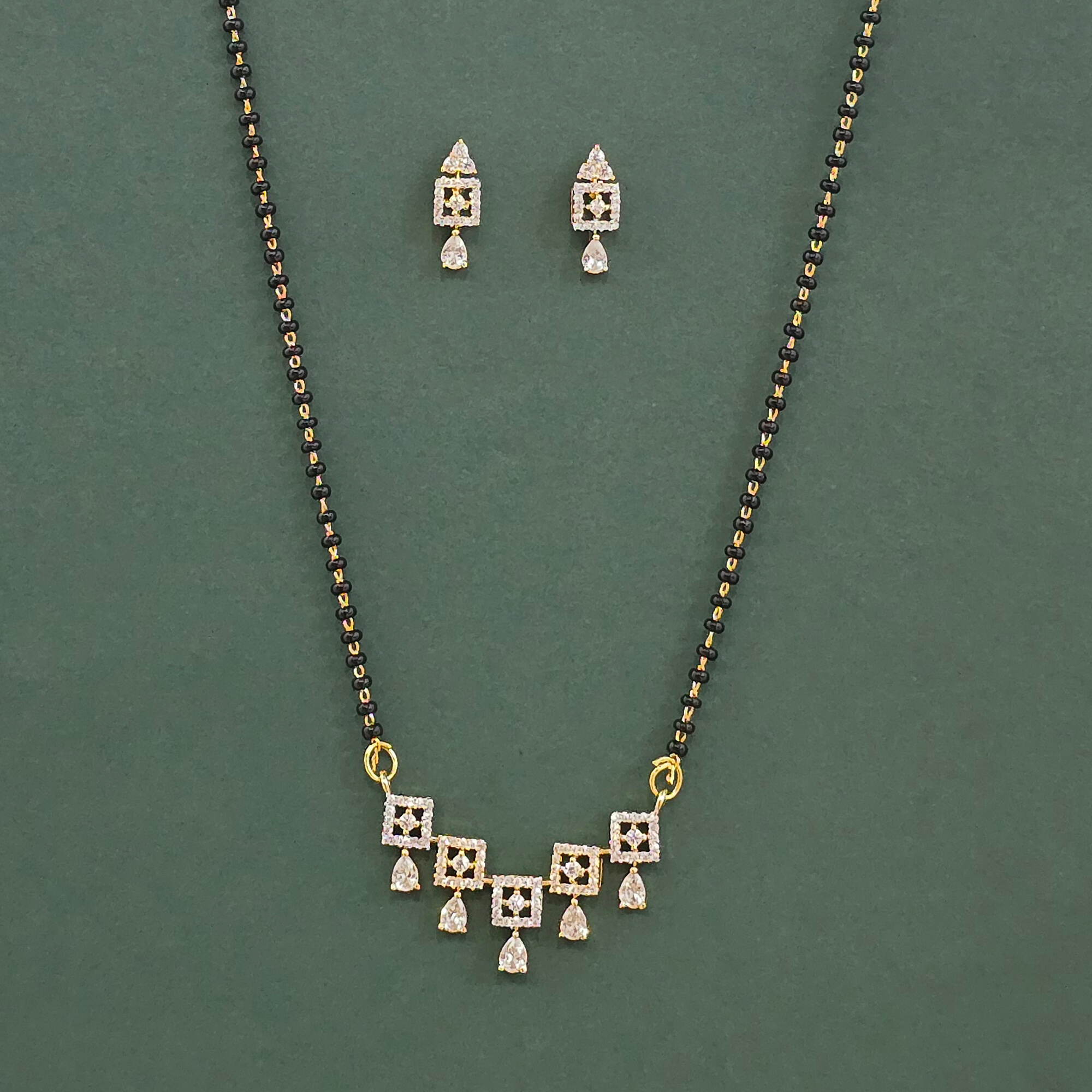 Cz Classic Mangalsutra With 2 Tone Rhodium Plating