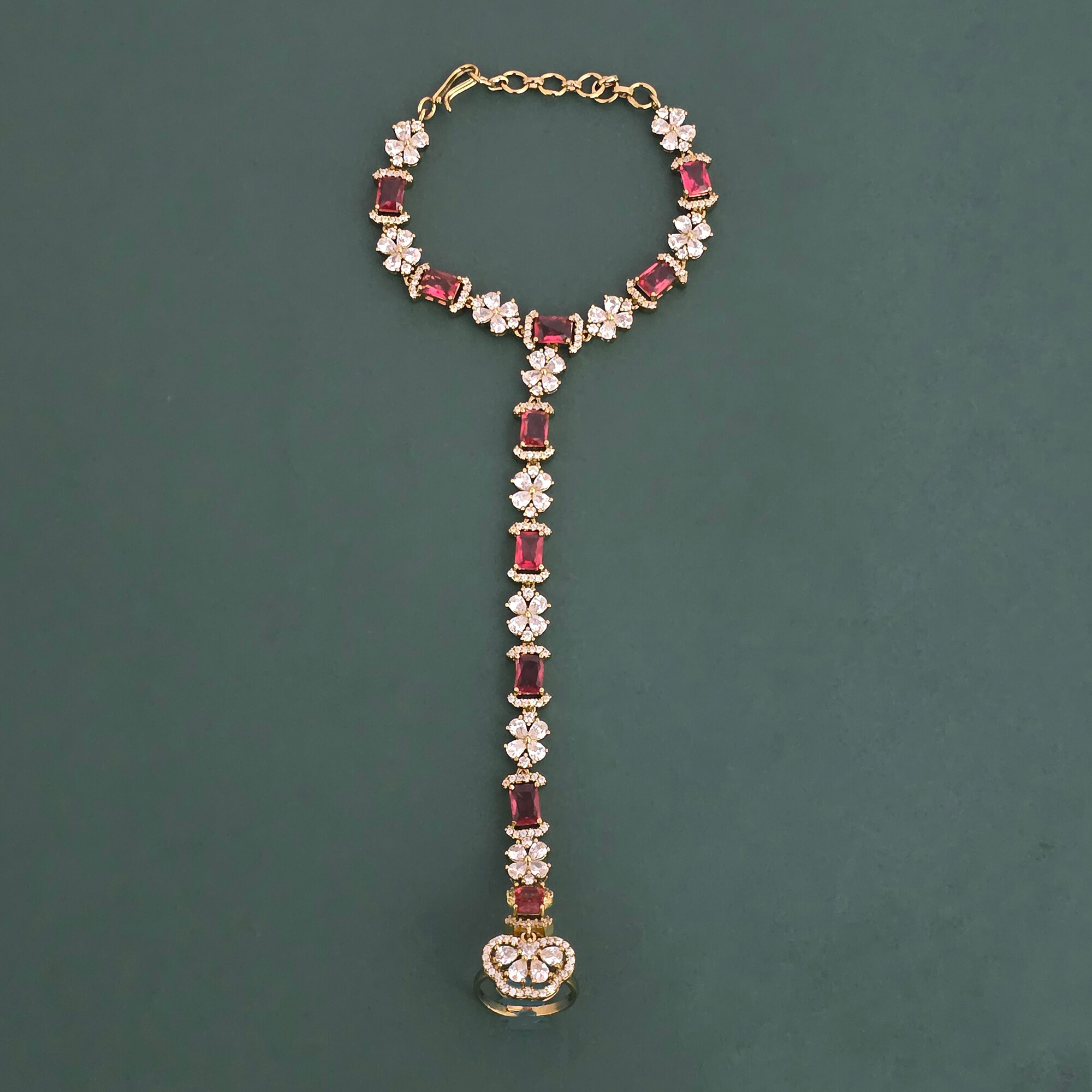 Cz Classic Hath Pan With Mehndi Plating