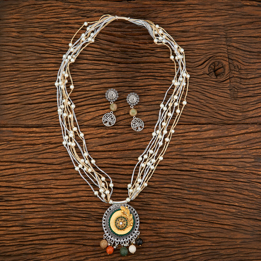 Mala Pendant Set With 2 Tone Plating