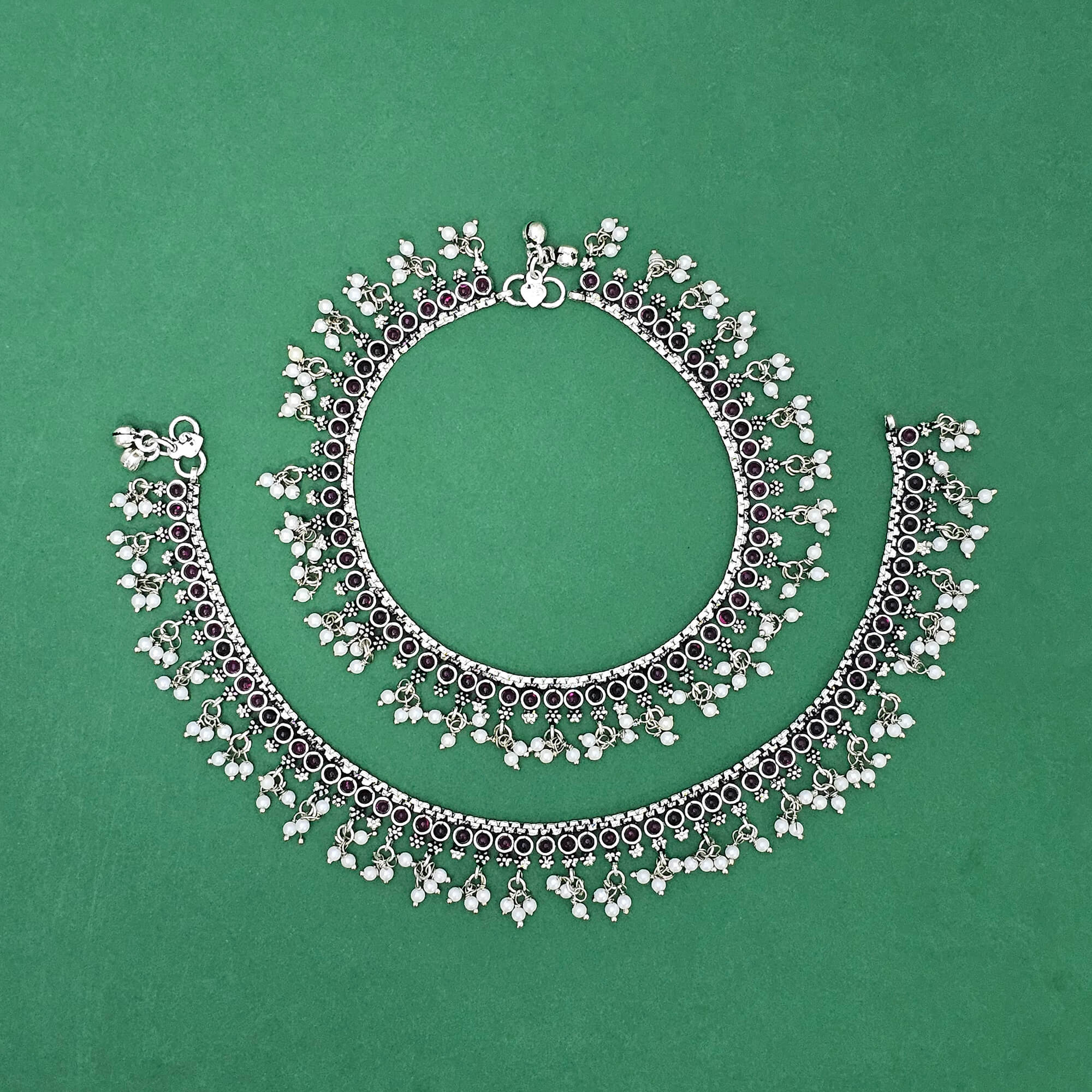 Moti Payal With Oxidised Plating