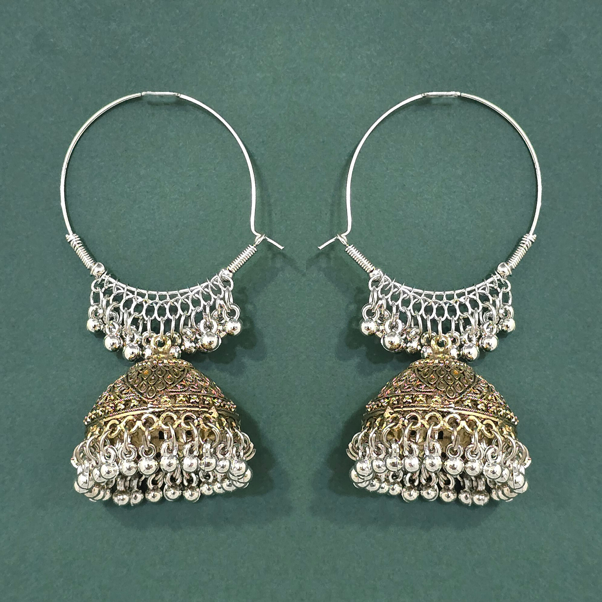 Oxidised Jhumki With 2 Tone Plating